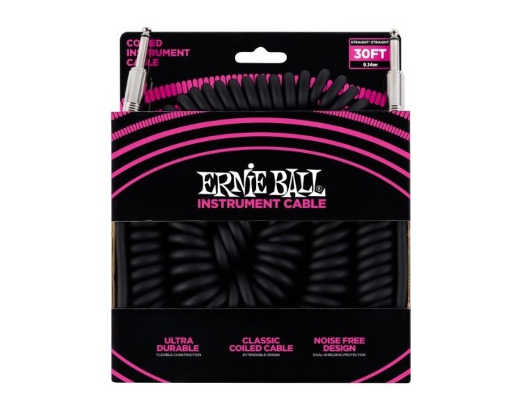 ERNIE BALL 6044 30" Coiled Straight/Straight - DUAL CONDUCTOR Black