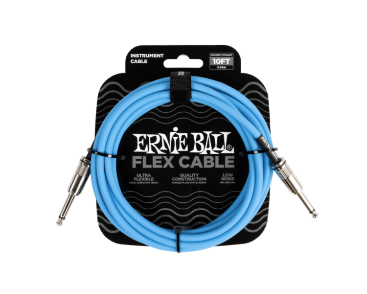 ERNIE BALL 6412 FLEX INSTRUMENT CABLE STRAIGHT/STRAIGHT 10FT - BLUE