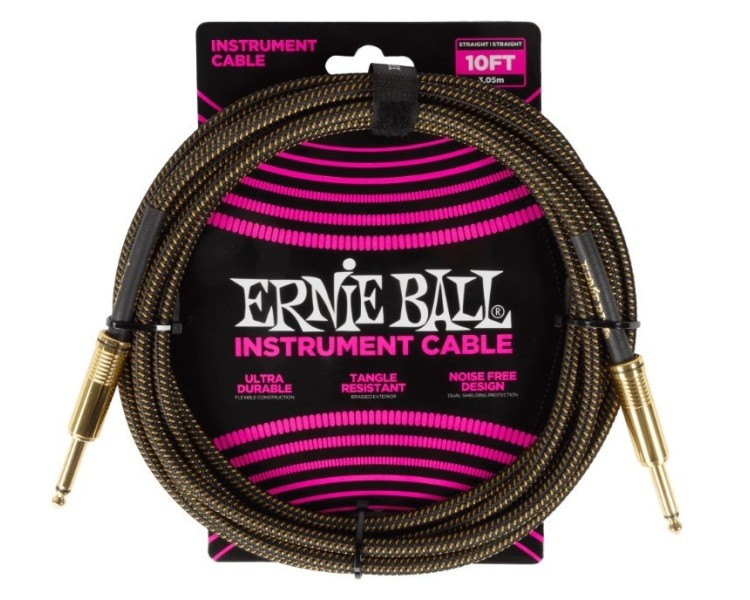 ERNIE BALL 6428 BRAIDED INSTRUMENT CABLE STRAIGHT/STRAIGHT 10FT - PAY DIRT