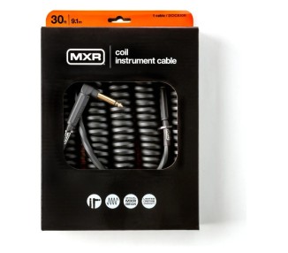MXR by DUNLOP CABLE DCICB30R EN ESPIRAL DE 9 MTS NEGRO, PLUG RECTO / L