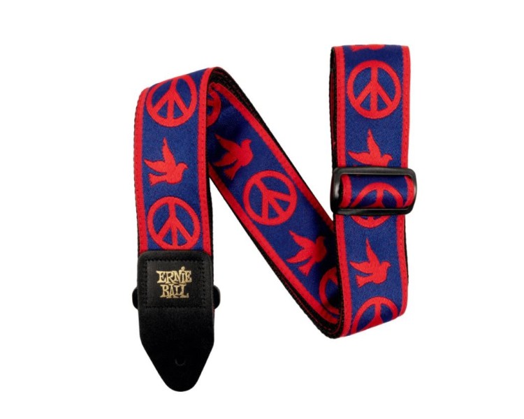 ERNIE BALL 4698 RED AND BLUE PEACE LOVE DOVE JACQUARD STRAP
