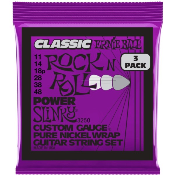 ERNIE BALL 3250 POWER SLINKY CLASSIC RNR PURE NCKL 3 PACK 11-48