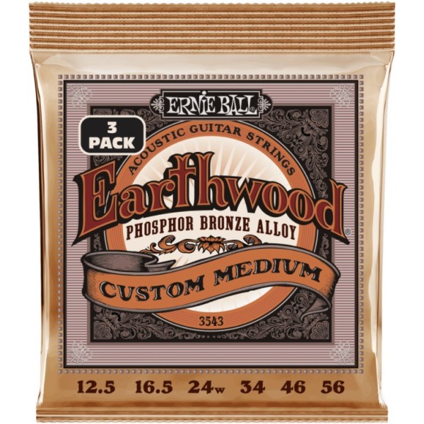 ERNIE BALL 3543 ERTHWD CUSTOM MED PHOS BRNZ 3 PACK 12.5-56