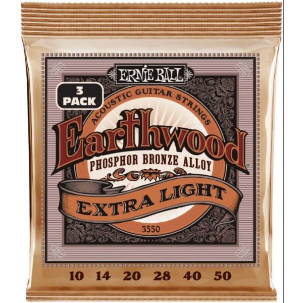 ERNIE BALL 3551 ERTHWD RANDB WPLAIN G PHOS BRNZ 3 PACK 10-52