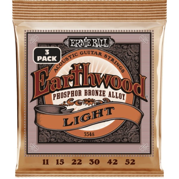 ERNIE BALL 3548 ERTHWD LIGHT PHOS BRNZ 3 PACK 11-52