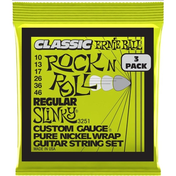 ERNIE BALL 3251 REGULAR SLINKY CLASSIC RNR PURE  3 PK 10-46