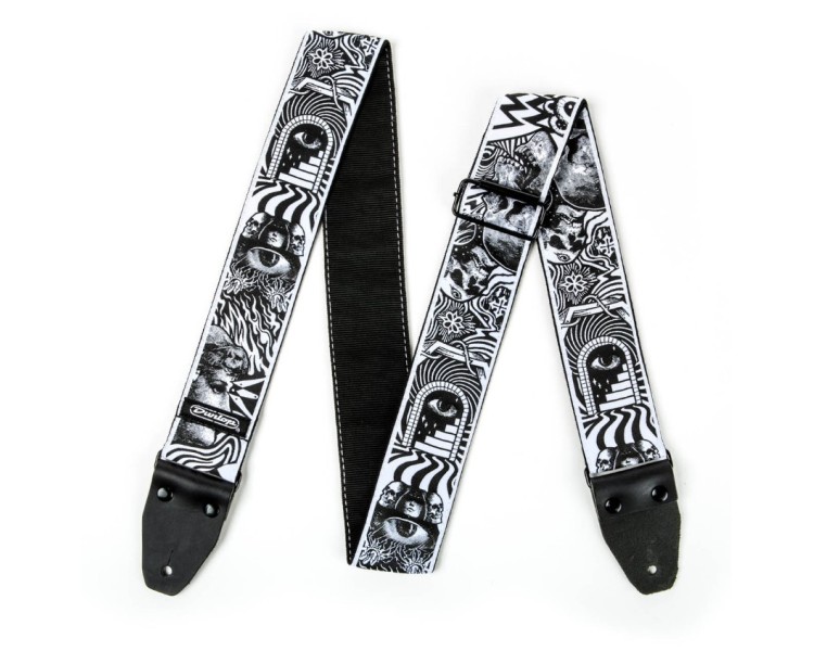 JIM DUNLOP ILD04 I LOVE DUST SKULLS B/W , STRAP