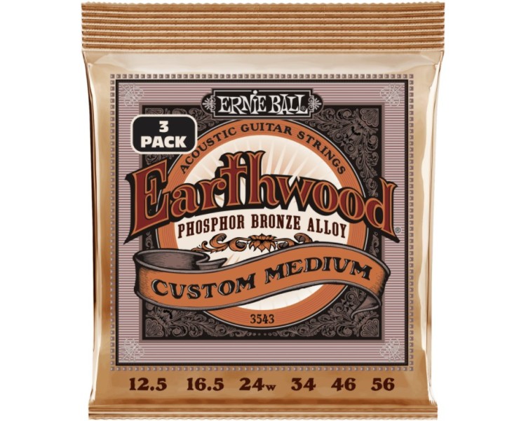 ERNIE BALL 3543 ERTHWD CUSTOM MED PHOS BRNZ 3 PACK 12.5-56