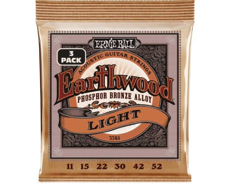 ERNIE BALL 3548 ERTHWD LIGHT PHOS BRNZ 3 PACK 11-52
