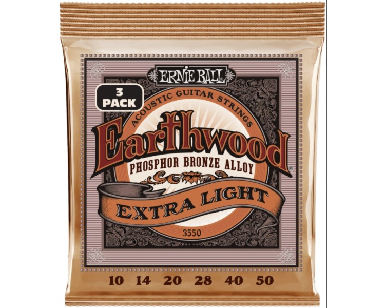 ERNIE BALL 3551 ERTHWD RANDB WPLAIN G PHOS BRNZ 3 PACK 10-52