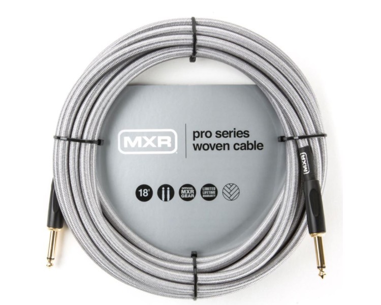 MXR by DUNLOP DCIW18 CABLE TELA WOVEN SILVER 18' STRAIGHT/STRAIGHT