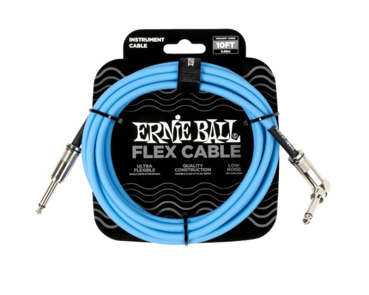 ERNIE BALL 6464 CABLE FLEXIBLE PARA INSTRUMENTOS, PLUG RECTO/ANGULADO, 3 MT, BLUE