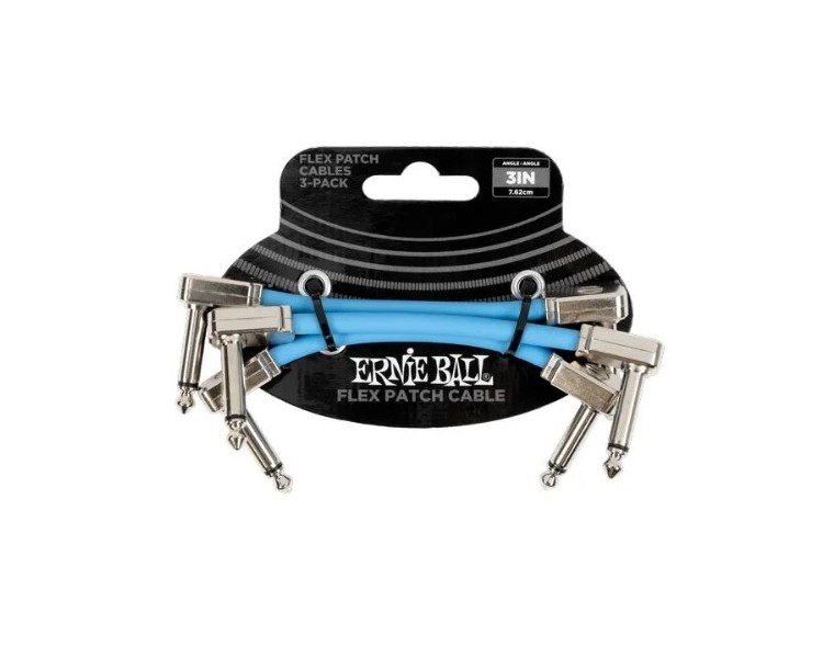 ERNIE BALL 6459 FLEX PATCH CABLE 8 CM - BLUE - 3 PACK
