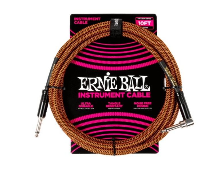 ERNIE BALL 6470 CABLE TRENZADO PARA INSTRUMENTOS, RECTO/ANGULADO, 3 MTS - PUMPKIN PIE