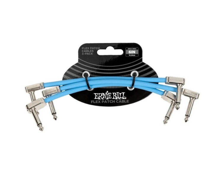 ERNIE BALL 6460 FLEX PATCH CABLE 15 CM - BLUE - 3 PACK