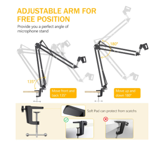 MAONO AU-B01 MIC STAND DE MESA - BRAZO TIPO TIJERA REGULABLE