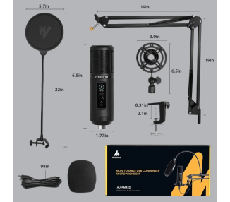 MAONO AU-PM422 KIT MICROFONO USB PODCASTING  GAMING / YOUTUBE