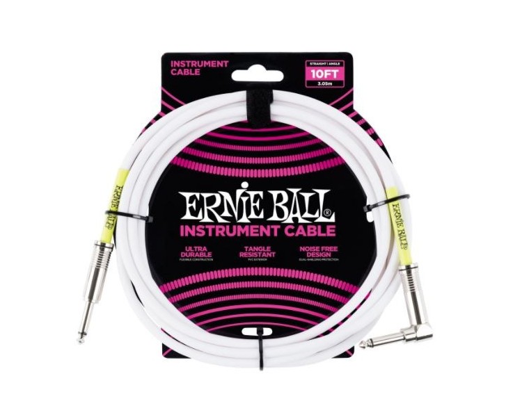 ERNIE BALL 6049 10' Straight/ANGLE DUAL CONDUCTOR WHITE