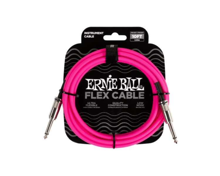 ERNIE BALL 6413 FLEX INSTRUMENT CABLE STRAIGHT/STRAIGHT 10FT - PINK