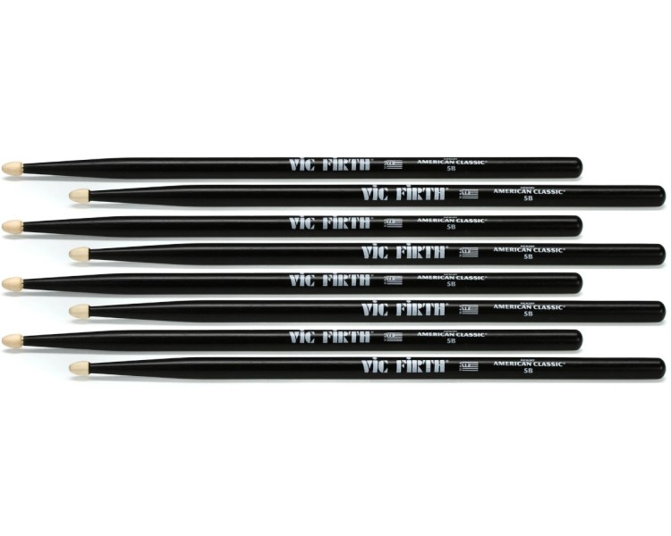 VIC FIRTH BAQUETA 5B BLACK VALUE PACK 4 PARES