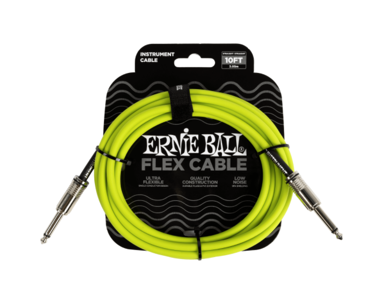 ERNIE BALL 6414 FLEX INSTRUMENT CABLE STRAIGHT/STRAIGHT 10FT - GREEN