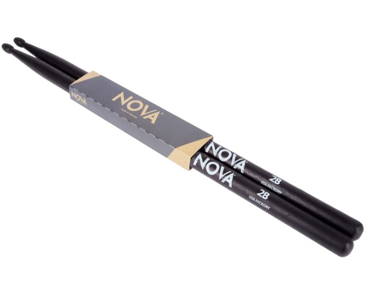 NOVA BY VIC FIRTH BAQUETA 2B BLACK DRUMSTICKS PUNTA MADERA