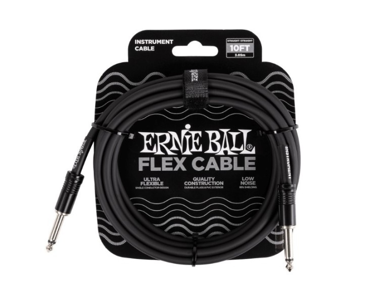 ERNIE BALL 6434FLEX INSTRUMENT CABLE STRAIGHT/STRAIGHT 10FT - BLACK