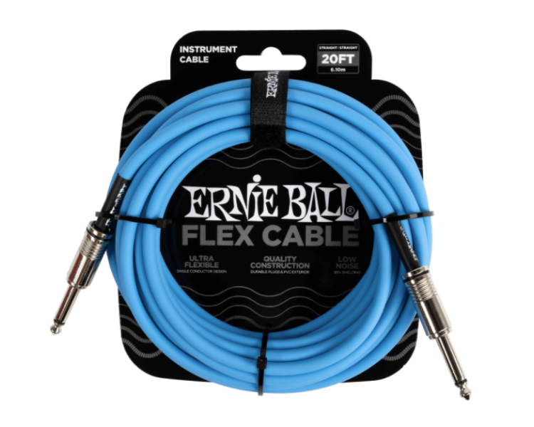 ERNIE BALL  6417 20' FLEX INSTRUMENT CABLE STRAIGHT/STRAIGHT 20FT - BLUE