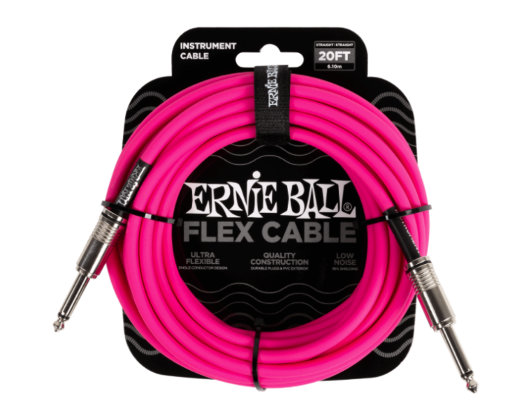ERNIE BALL  6418  20' FLEX INSTRUMENT CABLE STRAIGHT/STRAIGHT 20FT - PINK
