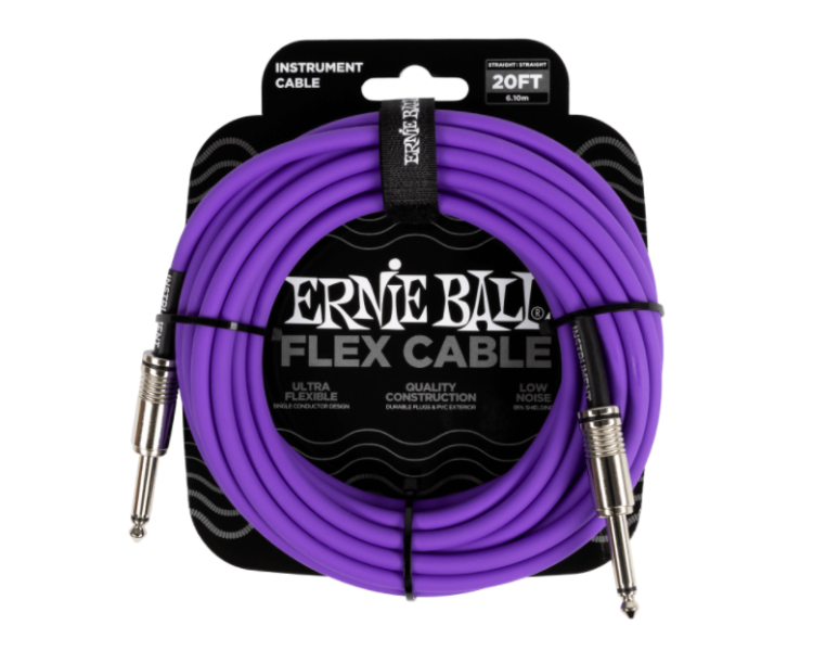 ERNIE BALL 6420  20' FLEX INSTRUMENT CABLE STRAIGHT/STRAIGHT 20FT - PURPLE