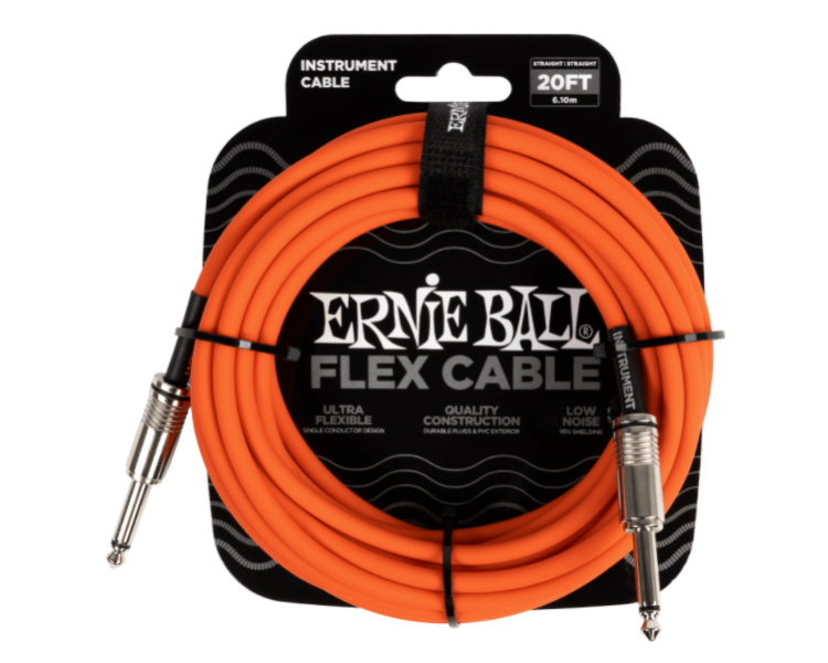 ERNIE BALL  6421  20' FLEX INSTRUMENT CABLE STRAIGHT/STRAIGHT 20FT - ORANGE