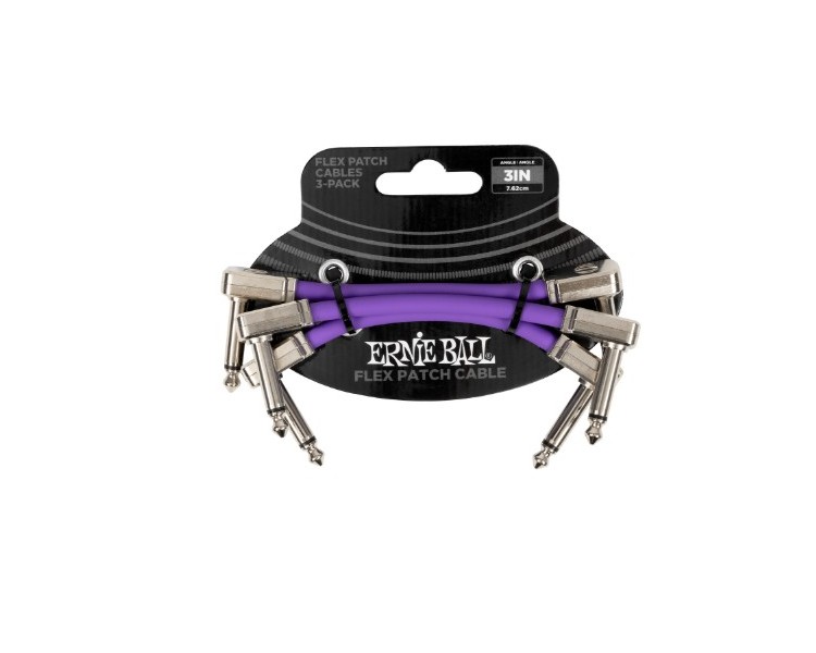ERNIE BALL 6451 FLEX PATCH CABLE 8 CM - PURPLE - 3 PACK