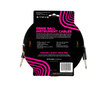 ERNIE BALL P06468 10' Braided Instrument Cable Straight/Straight 10ft Pumpkin Pie