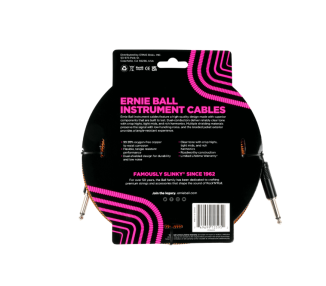 ERNIE BALL P06469 18' Braided Instrument Cable Straight/Straight 18ft Pumpkin Pie