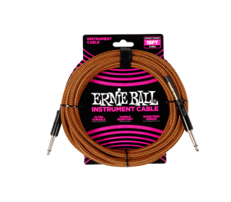ERNIE BALL P06469 18' Braided Instrument Cable Straight/Straight 18ft Pumpkin Pie