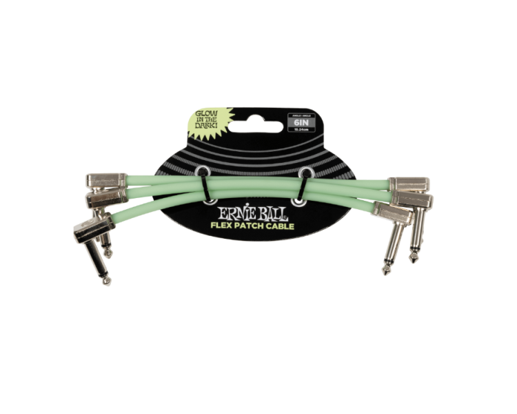 ERNIE BALL P06475 Flex Patch Cable 6in - Glow in Dark - 3 Pack