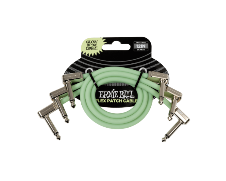 ERNIE BALL P06476 Flex Patch Cable 12in - Glow in Dark - 3 Pack