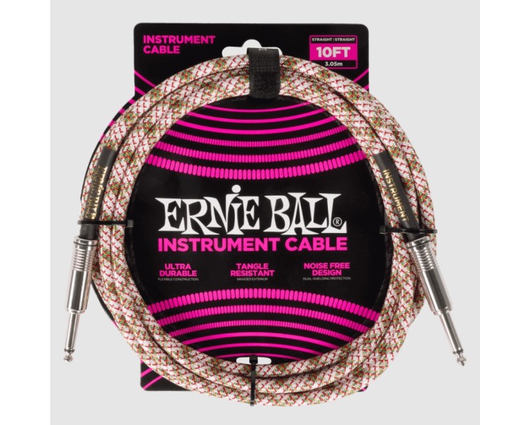 ERNIE BALL 6426 BRAIDED INSTRUMENT CABLE STRAIGHT/STRAIGHT 10FT - EMERALD ARGYLE