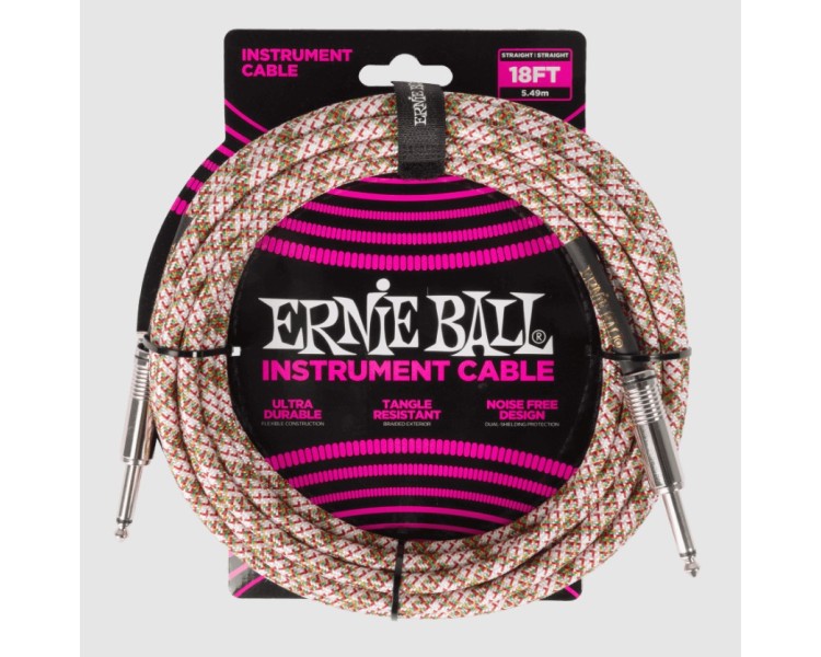 ERNIE BALL 6430 BRAIDED INSTRUMENT CABLE STRAIGHT/STRAIGHT 18FT - EMERALD ARGYLE