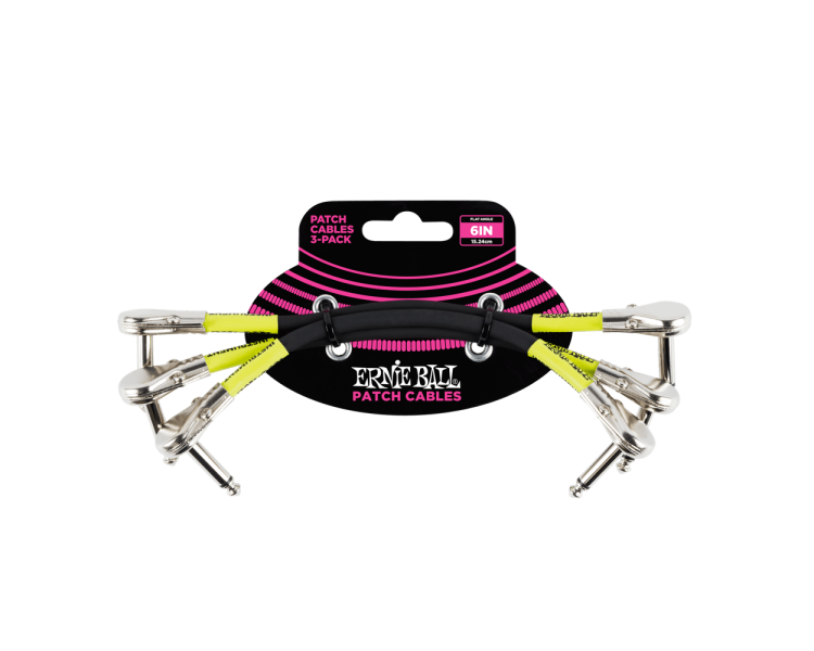ERNIE BALL 6059 15cm patch 3 PACK FLAT Angle/Angle  - DUAL CONDUCTOR Black