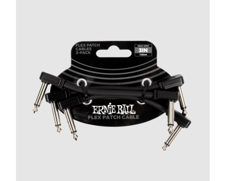 ERNIE BALL P06443 FLEX PATCH CABLE 3IN - BLACK - 3 PACK