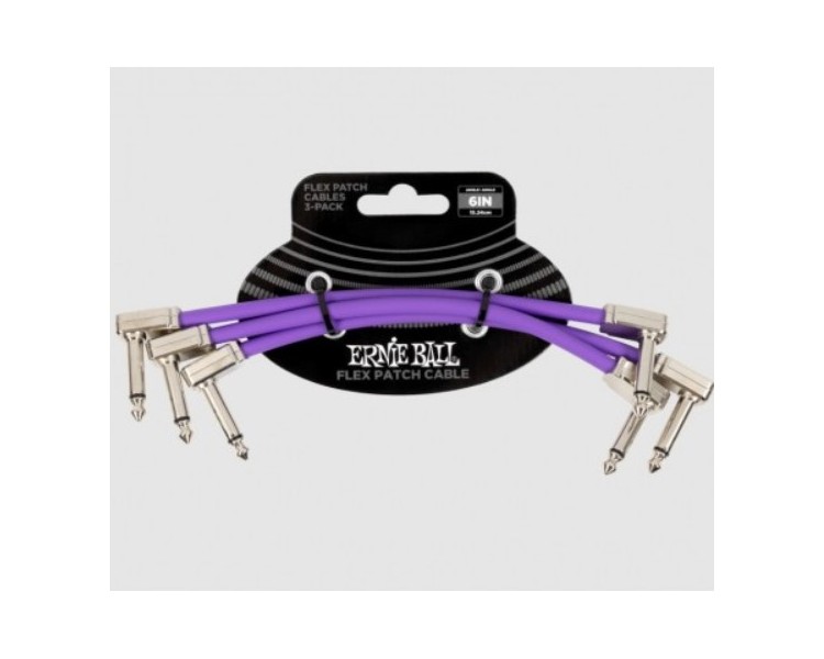 ERNIE BALL 6452 FLEX PATCH CABLE 15 CM - PURPLE - 3 PACK