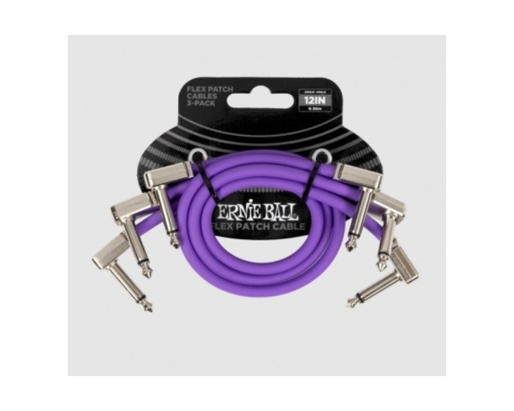 ERNIE BALL 6453 FLEX PATCH CABLE 30 CM - PURPLE - 3 PACK