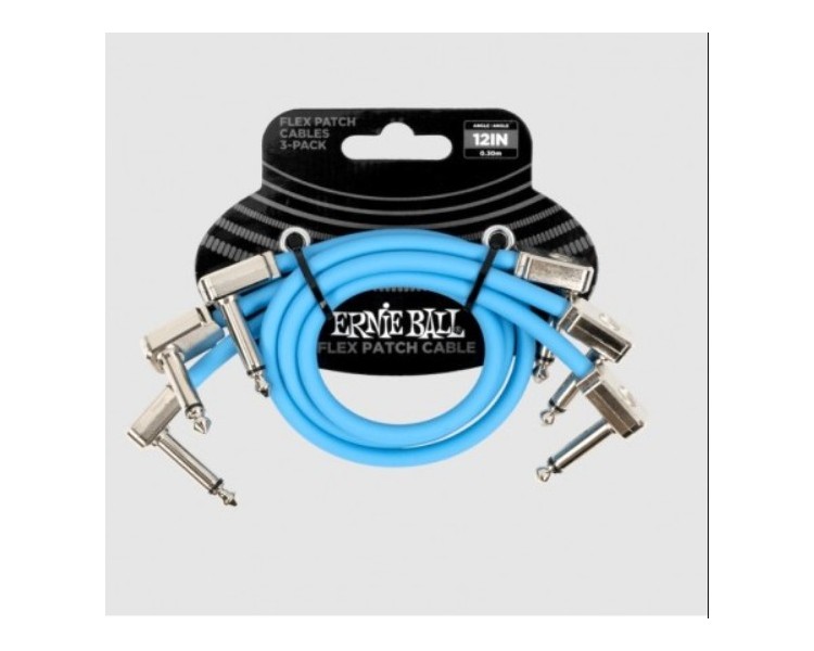 ERNIE BALL 6461 FLEX PATCH CABLE 30 CM - BLUE - 3 PACK
