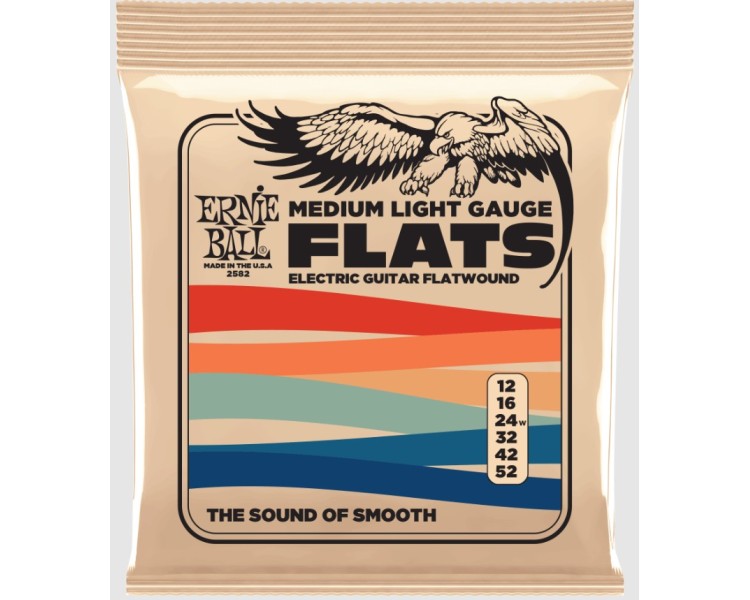 ERNIE BALL 2582 GUITAR ELECTRIC MEDIUM LIGTH FLATWOUND