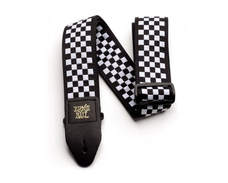 ERNIE BALL 4149 BLACK AND WHITE CHECKERED JACQUARD GUITAR STRAP