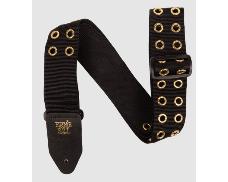 ERNIE BALL P05398 PREMIUM GUITAR STRAP/BASS STRAP - HOLE LOTTA METAL GOLD