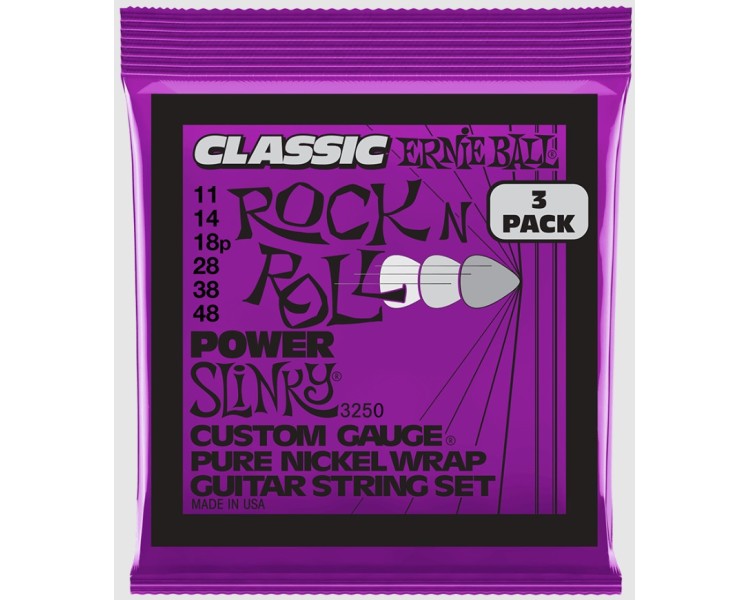ERNIE BALL 3250 POWER SLINKY CLASSIC RNR PURE NCKL 3 PACK 11-48