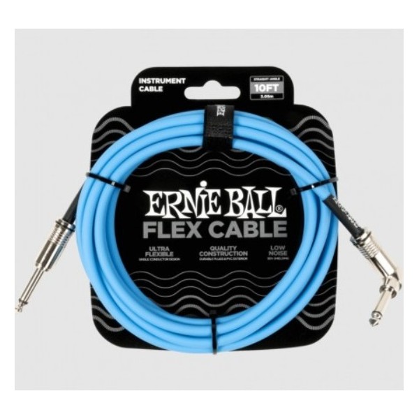 ERNIE BALL 6464 CABLE FLEXIBLE PARA INSTRUMENTOS, PLUG RECTO/ANGULADO, 3 MT, BLUE