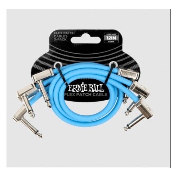 ERNIE BALL 6461 FLEX PATCH CABLE 30 CM - BLUE - 3 PACK